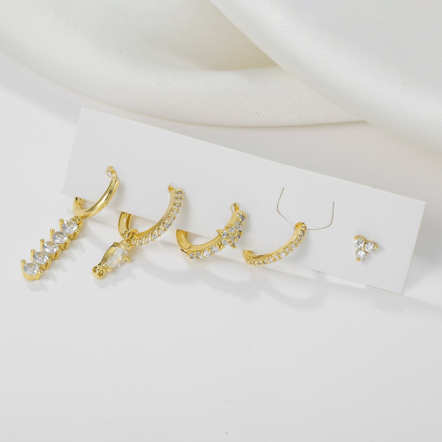 Light Luxury Teardrop Ear Cuff Earrings – Zircon Water Drop Design