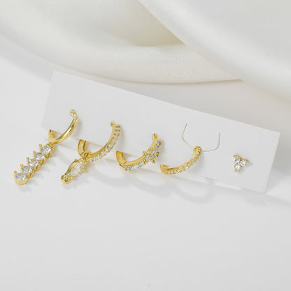 Light Luxury Teardrop Ear Cuff Earrings – Zircon Water Drop Design