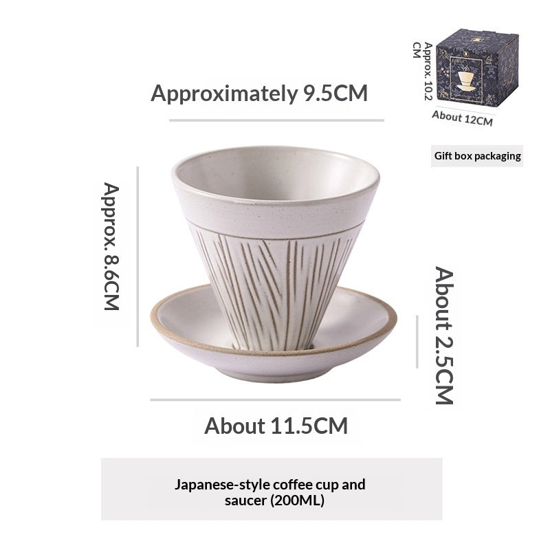 Japanese Ceramic Coffee Cup & Saucer – Unique Niche Mug Set, Perfect Gift