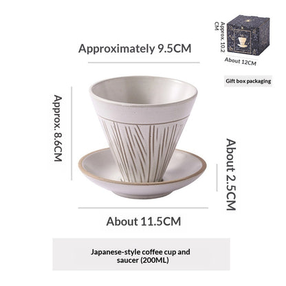 Japanese Ceramic Coffee Cup & Saucer – Unique Niche Mug Set, Perfect Gift