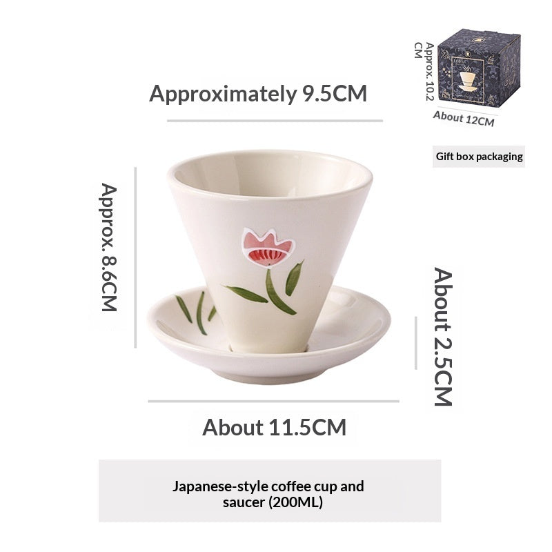 Japanese Ceramic Coffee Cup & Saucer – Unique Niche Mug Set, Perfect Gift