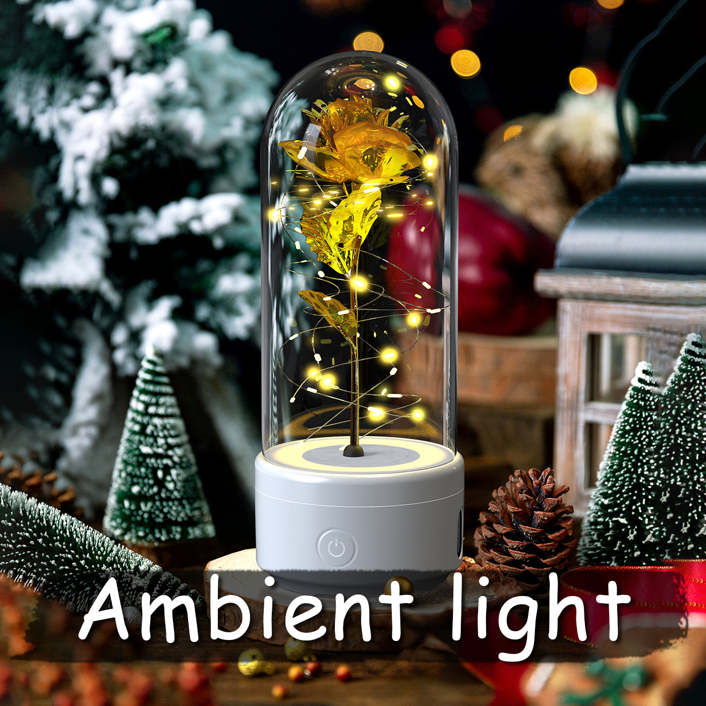 Eternal Rose LED Light & Bluetooth Speaker – Romantic Glass Dome Gift