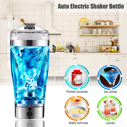 USB Rechargeable Electric Protein Shaker Bottle – Automatic Mixer for Protein, Milk & Coffee