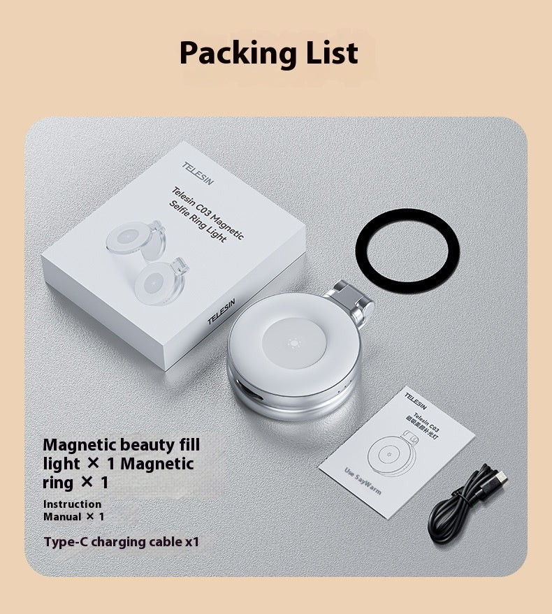 Mini Magnetic Suction Phone Beauty Fill Light – Portable LED Selfie Light