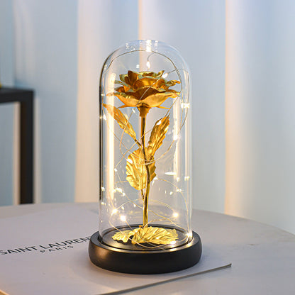 Gold Foil Rose in Acrylic Cover – Luxury Artificial Gift Rose