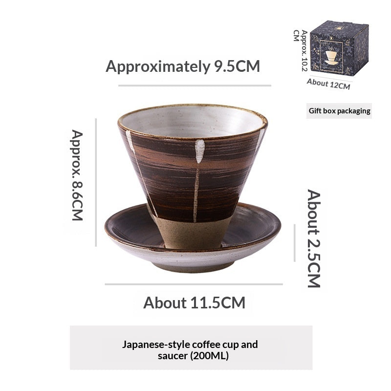 Japanese Ceramic Coffee Cup & Saucer – Unique Niche Mug Set, Perfect Gift