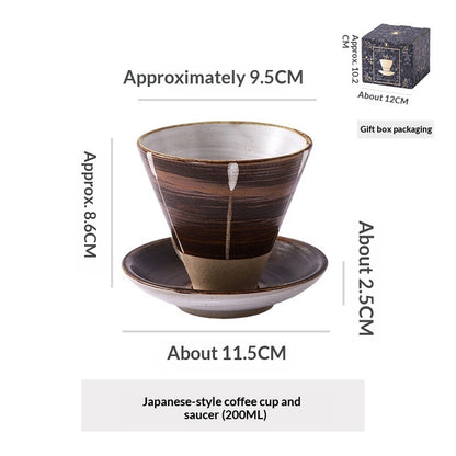 Japanese Ceramic Coffee Cup & Saucer – Unique Niche Mug Set, Perfect Gift
