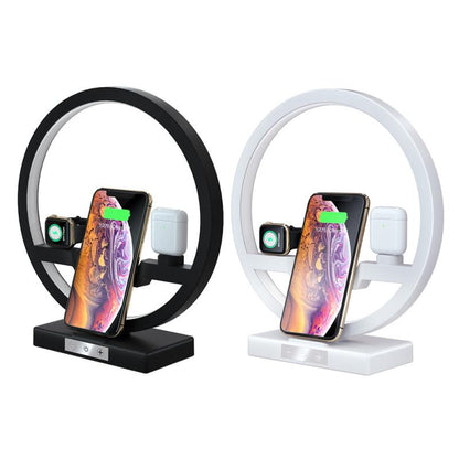 4-in-1 Fast Wireless Charging Bedside Lamp – Modern LED Night Light & Phone Stand