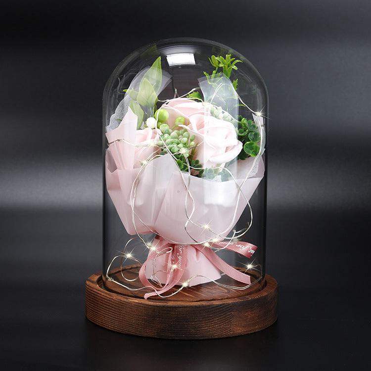 Preserved Flower in LED Glass Dome - Romantic Gift Box