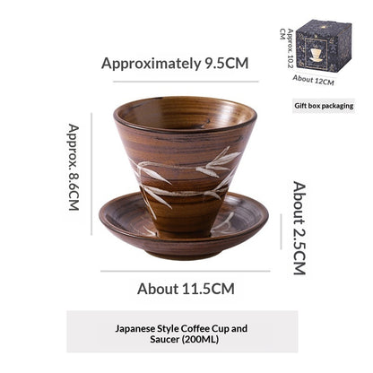 Japanese Ceramic Coffee Cup & Saucer – Unique Niche Mug Set, Perfect Gift