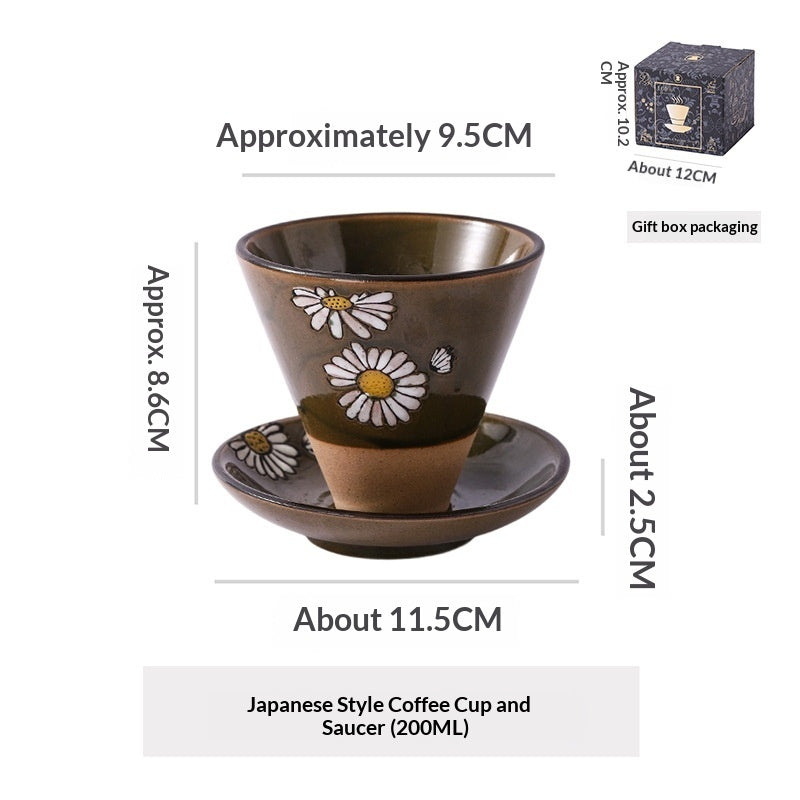 Japanese Ceramic Coffee Cup & Saucer – Unique Niche Mug Set, Perfect Gift