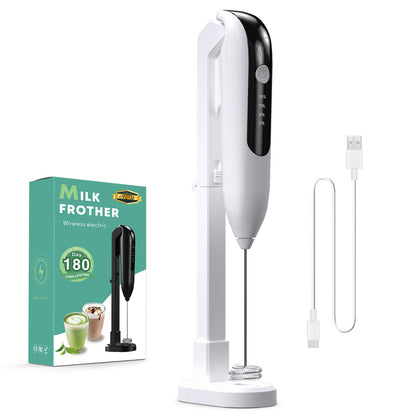Premium Wireless Milk Frother with Charging Stand – Barista Coffee Foam Maker