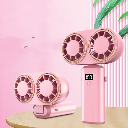 USB Rechargeable Foldable Neck Fan | Portable Handheld Mini Fan 5-Speed With LED Display