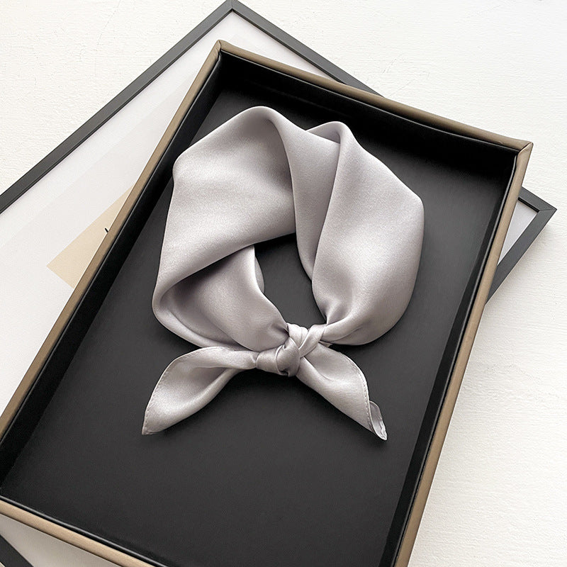 53cm Pure Color Silk Scarf – Elegant Lightweight Accessory