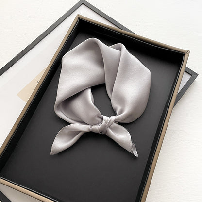 53cm Pure Color Silk Scarf – Elegant Lightweight Accessory