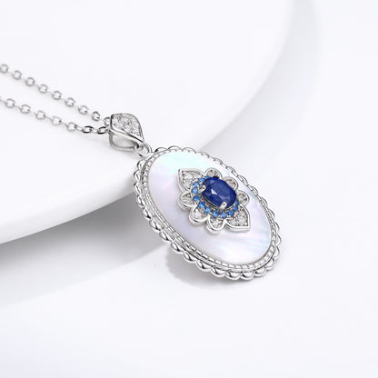 Elegant Sapphire & Diamond Pendant Necklace – 925 Sterling Silver, Party & Wedding Jewelry for Women