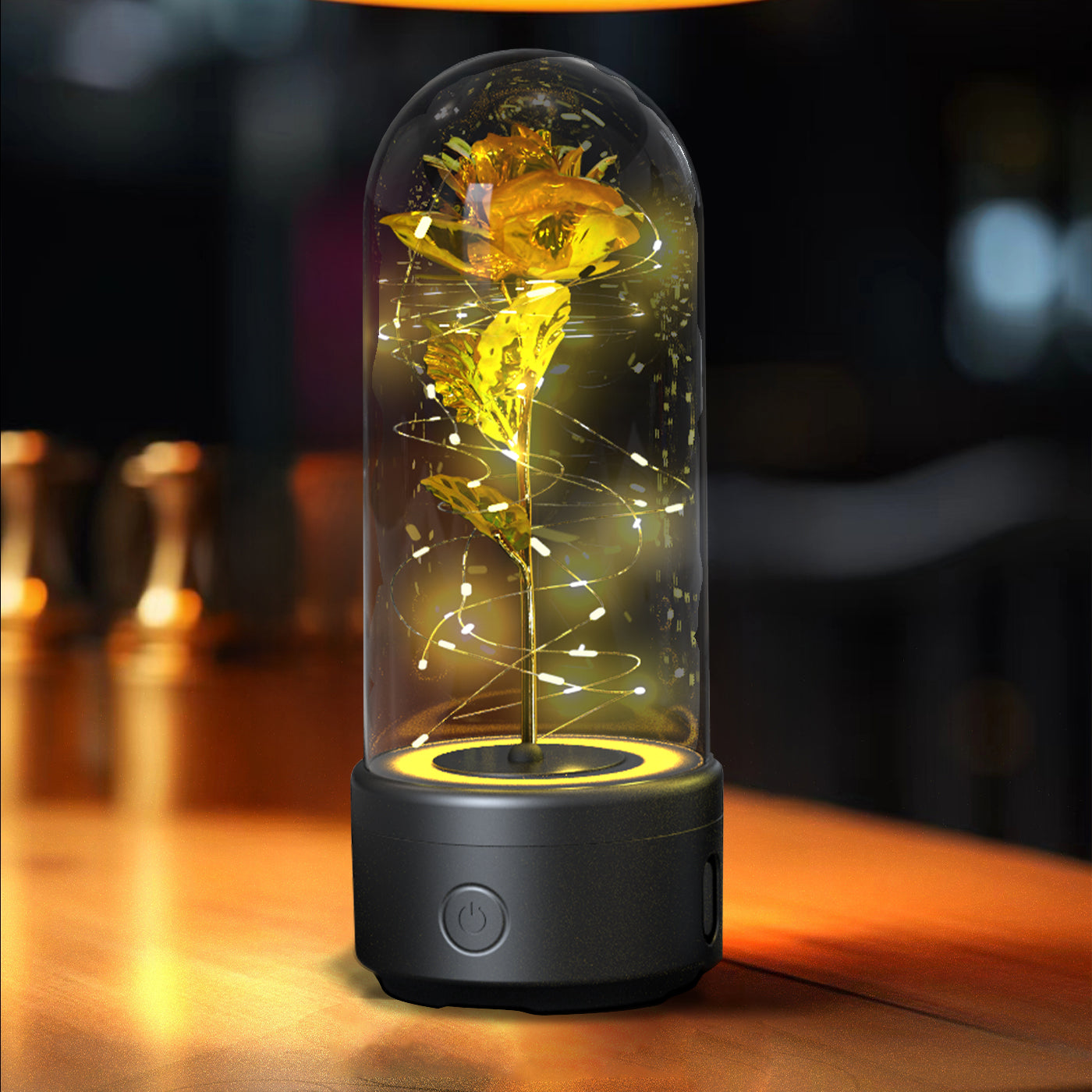 Eternal Rose LED Light & Bluetooth Speaker – Romantic Glass Dome Gift