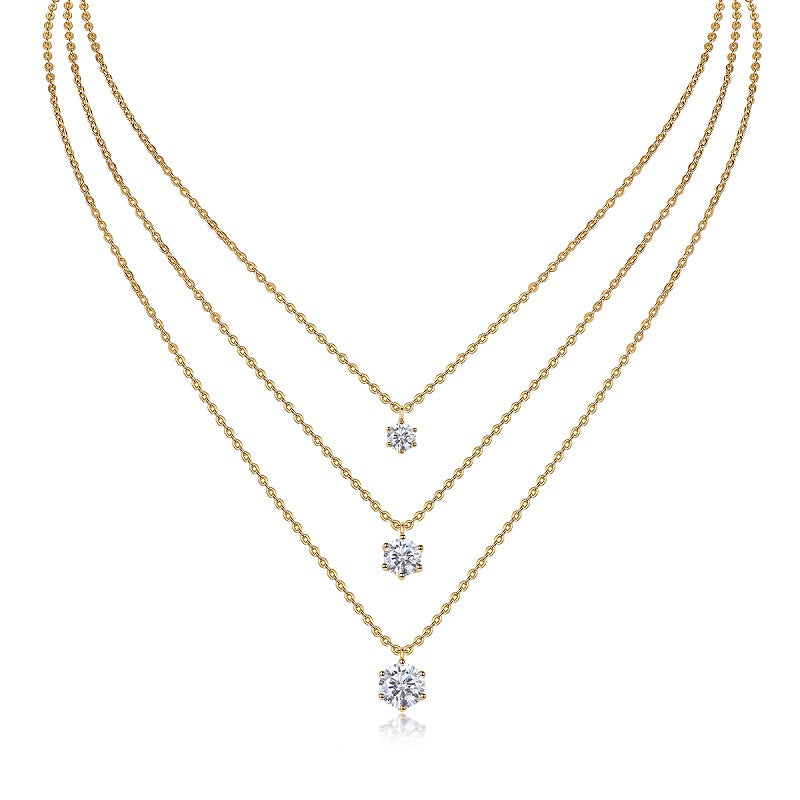 2-Carat Moissanite Silver Pendant Necklace – S925 Gold Electroplated, Minimalist Luxury