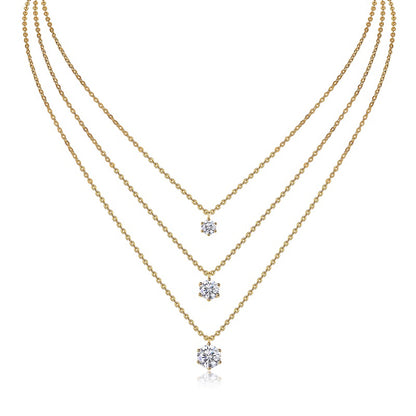 2-Carat Moissanite Silver Pendant Necklace – S925 Gold Electroplated, Minimalist Luxury
