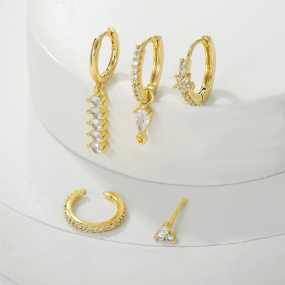Light Luxury Teardrop Ear Cuff Earrings – Zircon Water Drop Design