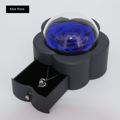Luxury Eternal Rose Jewelry Gift Box – Romantic Acrylic Keepsake with Hidden Necklace