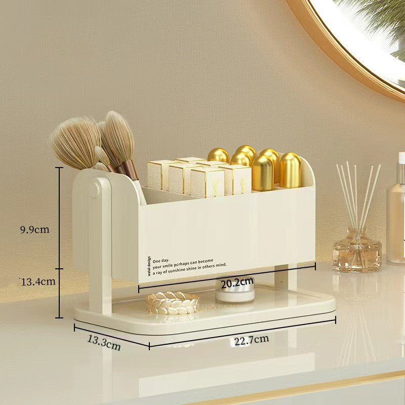 Rotatable Lipstick & Makeup Brush Organizer – Compact Cosmetic Storage Box