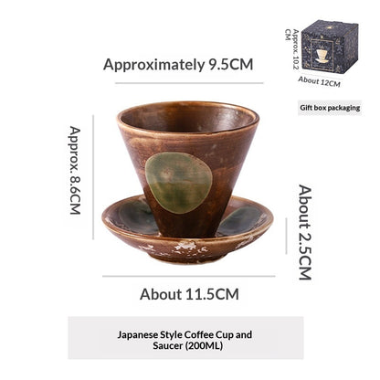 Japanese Ceramic Coffee Cup & Saucer – Unique Niche Mug Set, Perfect Gift