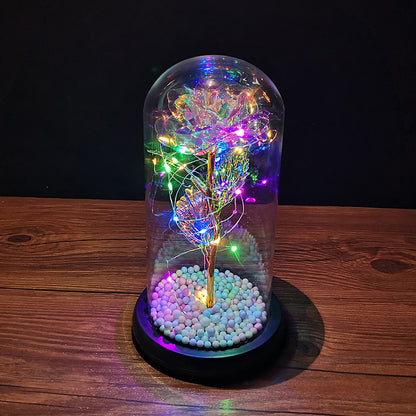 Eternal Radiance Rose Lamp – Color LED Glass Dome Edition