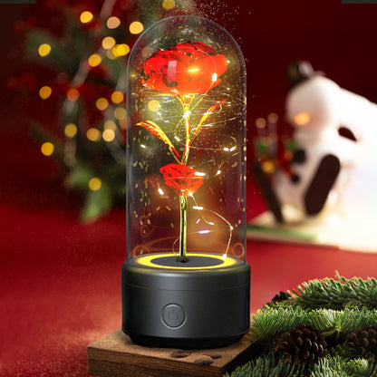Eternal Rose LED Light & Bluetooth Speaker – Romantic Glass Dome Gift