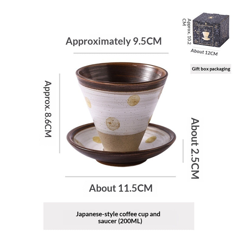 Japanese Ceramic Coffee Cup & Saucer – Unique Niche Mug Set, Perfect Gift