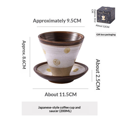 Japanese Ceramic Coffee Cup & Saucer – Unique Niche Mug Set, Perfect Gift