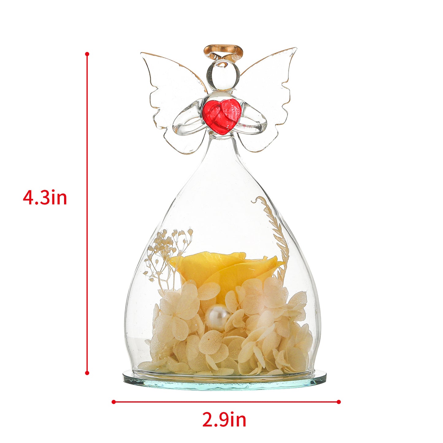 Angel Immortal Rose in Glass Dome – Timeless Floral Decoration