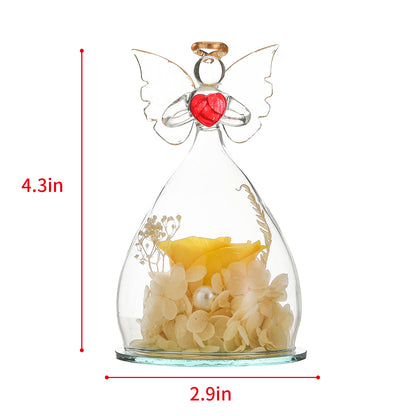 Angel Immortal Rose in Glass Dome – Timeless Floral Decoration