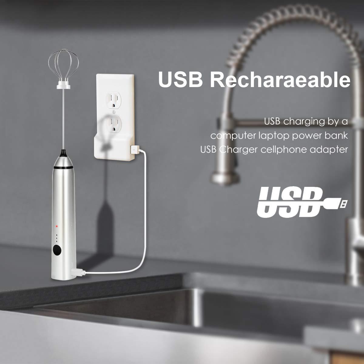 Rechargeable Portable Handheld Milk Frother – 3-Speed Foam Maker