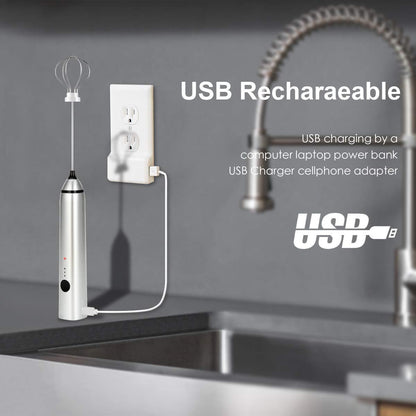 Rechargeable Portable Handheld Milk Frother – 3-Speed Foam Maker