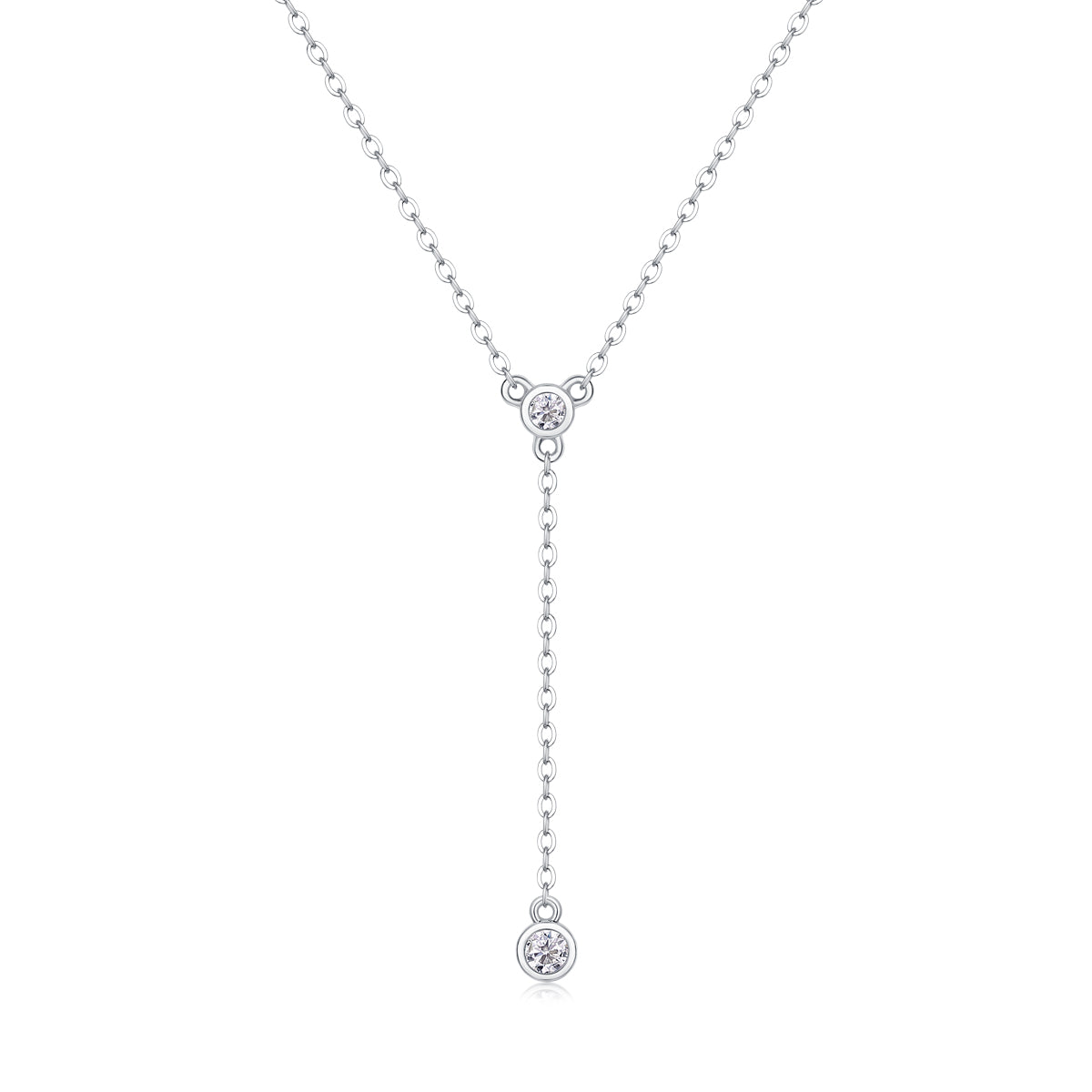 Moissanite Tassel Pendant Necklace – Platinum-Plated S925 Silver, Light Luxury Jewelry