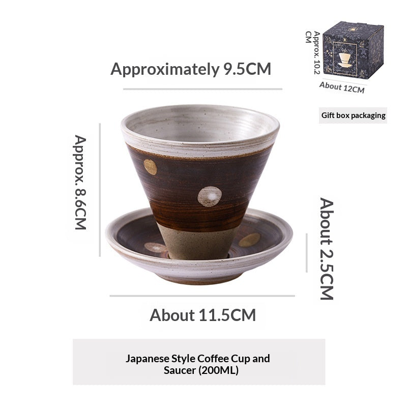 Japanese Ceramic Coffee Cup & Saucer – Unique Niche Mug Set, Perfect Gift