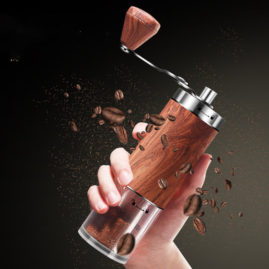 Portable Manual Coffee Grinder – 304 Stainless Steel & Wood Design