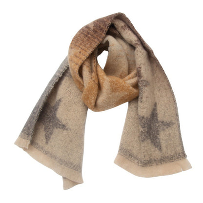 Gradient Star Jacquard Scarf | Autumn & Winter Circle Yarn
