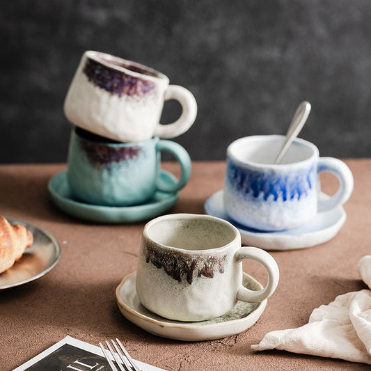 Retro Style Ceramic Mug Set for Afternoon Tea at Home