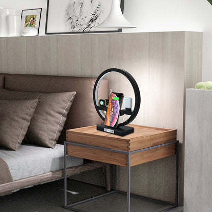 4-in-1 Fast Wireless Charging Bedside Lamp – Modern LED Night Light & Phone Stand