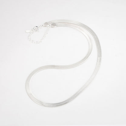 Sterling Silver Serpentine Necklace – French Blade Clavicle Chain