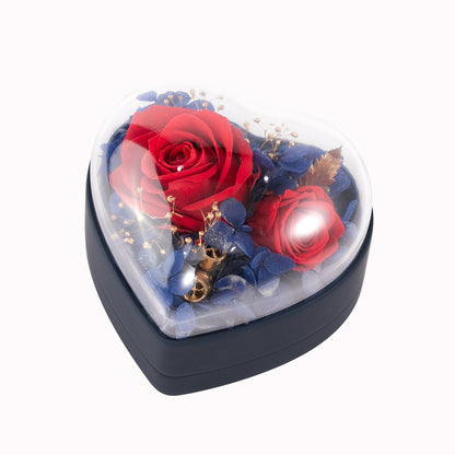 Heart-Shaped Eternal Rose Jewelry Gift Box – Romantic Preserved Flower Surprise
