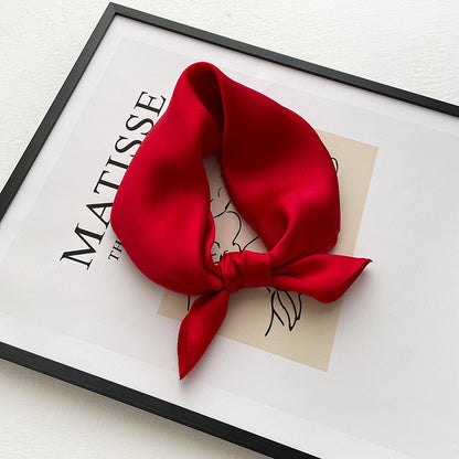 53cm Pure Color Silk Scarf – Elegant Lightweight Accessory