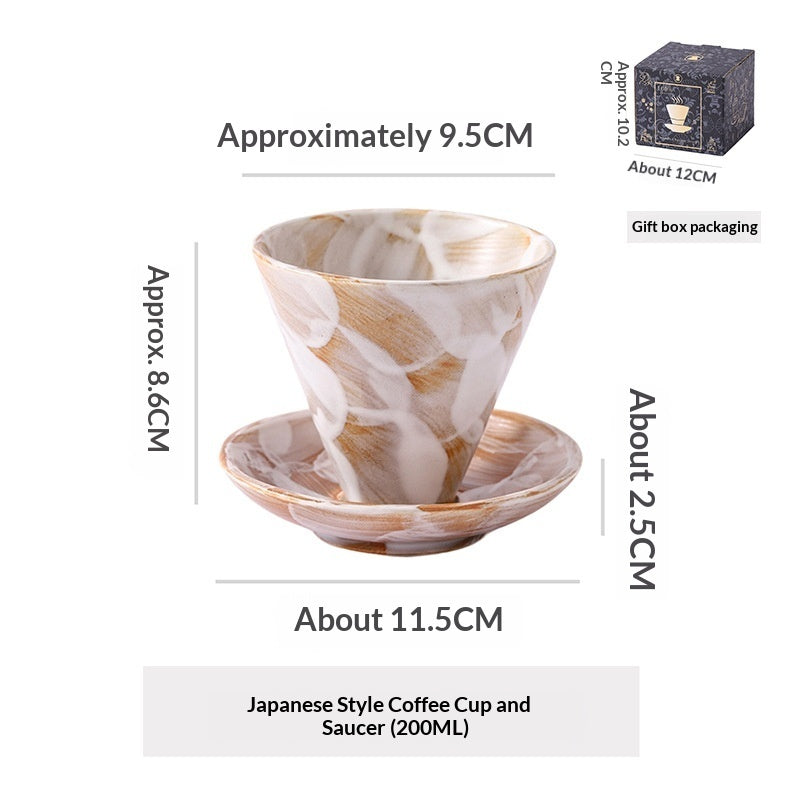 Japanese Ceramic Coffee Cup & Saucer – Unique Niche Mug Set, Perfect Gift