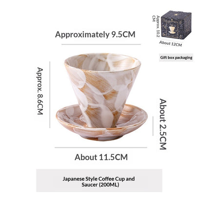 Japanese Ceramic Coffee Cup & Saucer – Unique Niche Mug Set, Perfect Gift