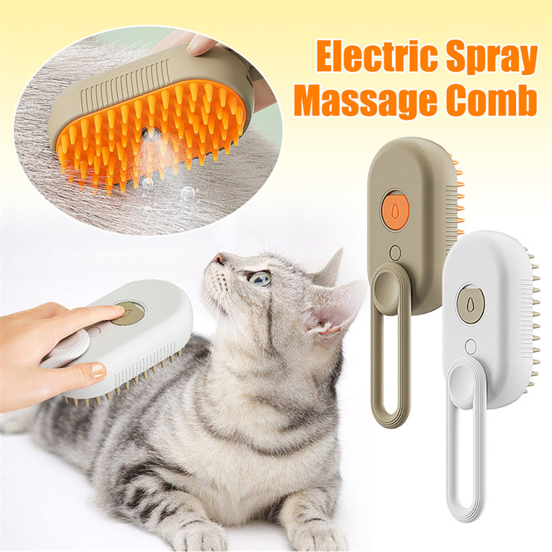 3‑in‑1 Electric Pet Grooming Brush – Steam Spray Hair Removal & Massage for Cats & Dogs
