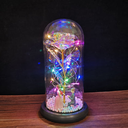 Eternal Radiance Rose Lamp – Color LED Glass Dome Edition