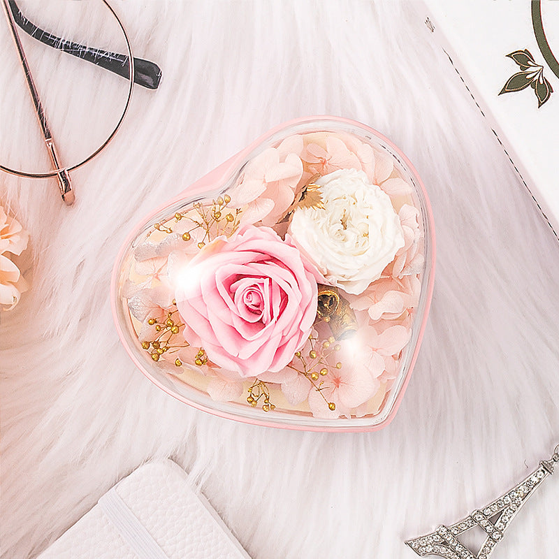 Heart-Shaped Eternal Rose Jewelry Gift Box – Romantic Preserved Flower Surprise