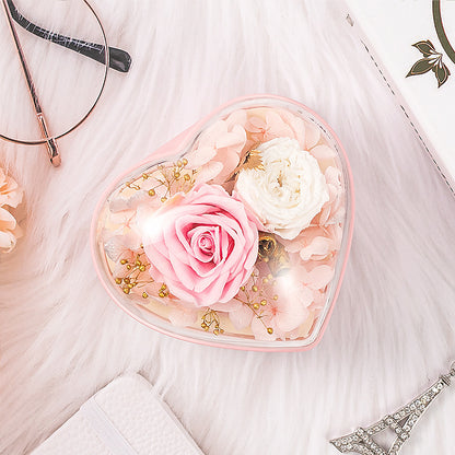 Heart-Shaped Eternal Rose Jewelry Gift Box – Romantic Preserved Flower Surprise